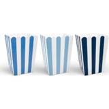 👉 Snoep blauwe 30x stuks gestreepte bakjes 7,5 x 12,5 cm