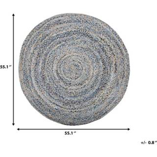 👉 Vloerkleed blauw beige katoen One Size Color-Blauw blauw/beige ⌀ 140 cm LEVENTLER 4251682229913