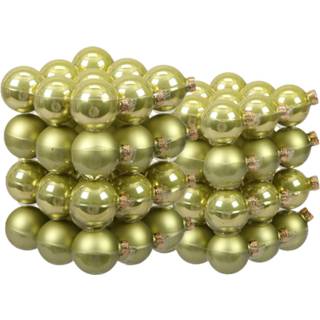 👉 Kerstbal groen glans 72x Stuks Glazen Kerstballen Salie (Oasis) 4 En 6 Cm Mat/glans - 8720576416457