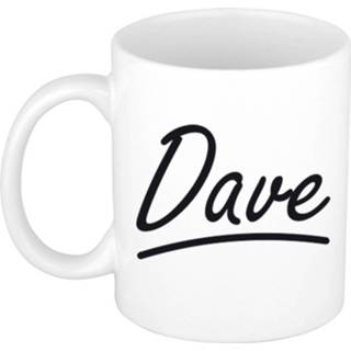 👉 Beker multi keramiek mannen active Naam cadeau mok / Dave met sierlijke letters 300 ml