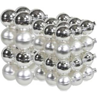 👉 Kerstbal zilver glans 52x Stuks Glazen Kerstballen 6 En 8 Cm Mat/glans - 8720576415924