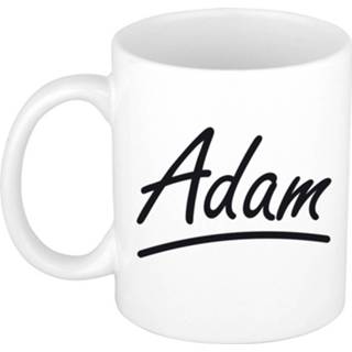 👉 Beker Naam Cadeau Mok / Adam Met Sierlijke Letters 300 Ml - Mokken 8720576522134