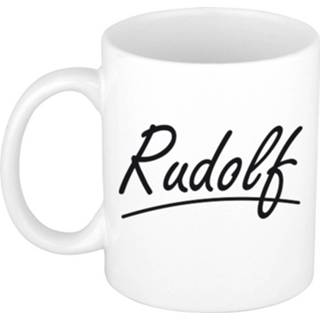 👉 Beker Naam Cadeau Mok / Rudolf Met Sierlijke Letters 300 Ml - Mokken 8720576542521