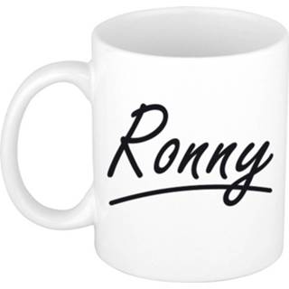 👉 Beker Naam Cadeau Mok / Ronny Met Sierlijke Letters 300 Ml - Mokken 8720576542484