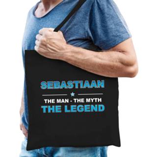 👉 Boodschappentas zwart mannen Naam Cadeau Tas Sebastiaan - The Legend Voor Heren Feest Boodschappentassen 8720276810937