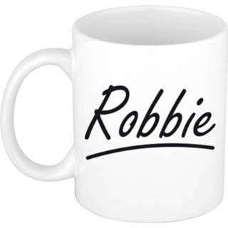 👉 Beker mannen Naam cadeau mok / Robbie met sierlijke letters 300 ml