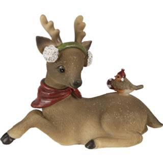 👉 Meerkleurig Clayre & Eef Decoratie liggend rendier 17*7*13 cm 6PR3487 8717459797307