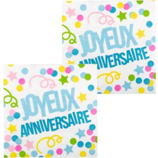 👉 Servet papier multikleur Boland Servetten Joyeux Anniversaire 33x33cm 12 Stuks 8712026310286