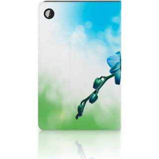 👉 Tablet cover blauw Samsung Galaxy Tab A8 2021 Orchidee - Cadeau voor je Moeder 8720632737748