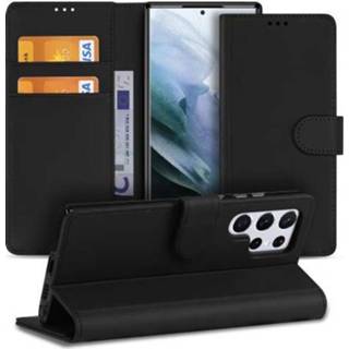 👉 Pasjeshouder zwart Samsung Galaxy S22 Ultra Bookcase Telefoon Hoesje met 8720632694539