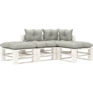 👉 Hout Vidaxl 4-delige Loungeset Met Taupekleurige Kussens Pallet 8719883901572