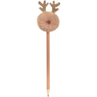👉 Potlood hout pluche crème Moses Kerst Rendier 23 Cm Hout/pluche Creme 8719817752812