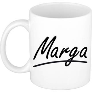 👉 Beker Naam Cadeau Mok / Marga Met Sierlijke Letters 300 Ml - Mokken 8720576556368