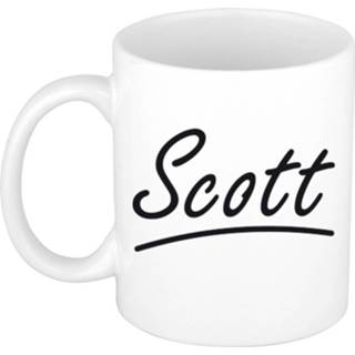 Beker Naam Cadeau Mok / Scott Met Sierlijke Letters 300 Ml - Mokken 8720576542590