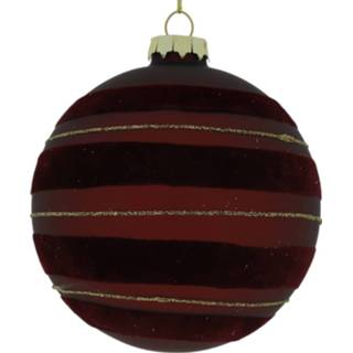 👉 Kerstbal rood zwart glas Tom Robee 10 Cm Rood/zwart/goud 8718317846168
