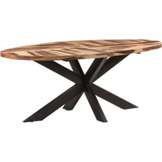 👉 Eettafel acaciahout Vidaxl Ovaal 200x100x75 Cm Met Sheesham Afwerking 8720286105696