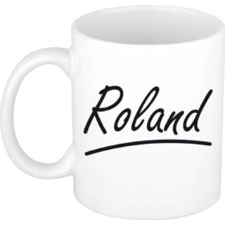 👉 Beker mannen Naam cadeau mok / Roland met sierlijke letters 300 ml