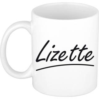 👉 Beker Naam Cadeau Mok / Lizette Met Sierlijke Letters 300 Ml - Mokken 8720576555224