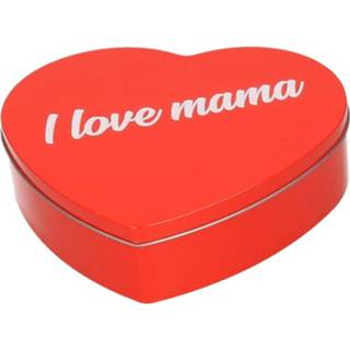 👉 Opbergblik rood blikken I Love Mama Hart Bewaarblik/opbergblik 18 Cm - Cadeau 8720147617870