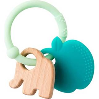 👉 Bijtring groen siliconen hout baby's Happy Baby Junior 14 X 10 Cm Siliconen/hout 5414673879613