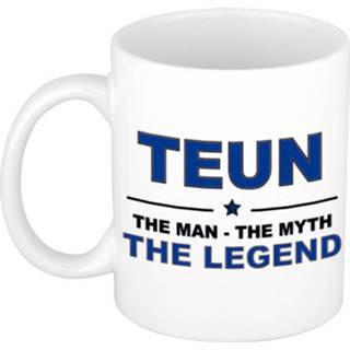 👉 Beker multi keramiek mannen active Teun The man, myth legend verjaardagscadeau mok / 300 ml