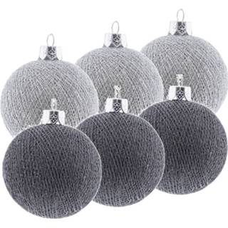 👉 Kerstbal grijze zilver 6x Zilver/grijze Cotton Balls Kerstballen Decoratie 6,5 Cm - 8720276639224