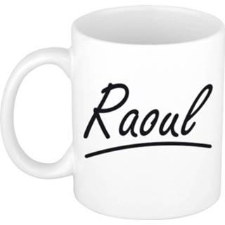 👉 Beker Naam Cadeau Mok / Raoul Met Sierlijke Letters 300 Ml - Mokken 8720576542118