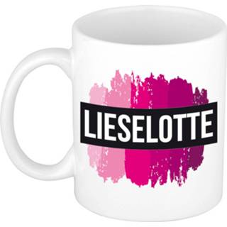 👉 Beker roze Naam Cadeau Mok / Lieselotte Met Verfstrepen 300 Ml - Mokken 8720576466445