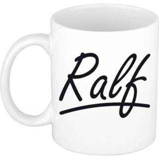 Beker mannen Naam cadeau mok / Ralf met sierlijke letters 300 ml