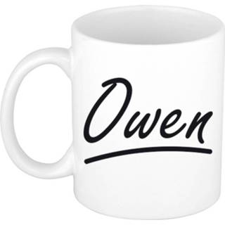 👉 Beker Naam Cadeau Mok / Owen Met Sierlijke Letters 300 Ml - Mokken 8720576541876