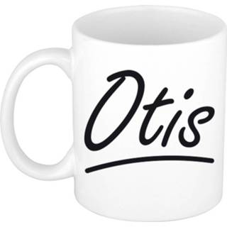 👉 Beker Naam Cadeau Mok / Otis Met Sierlijke Letters 300 Ml - Mokken 8720576541852