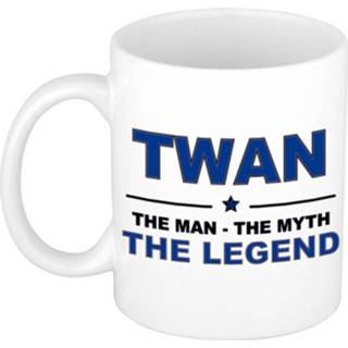 👉 Beker keramiek multikleur mannen Naam cadeau Twan - The man, myth legend koffie mok / 8720276113342