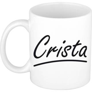 👉 Beker Naam Cadeau Mok / Crista Met Sierlijke Letters 300 Ml - Mokken 8720576547410