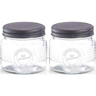 👉 Bewaarpot 2x Glazen Voorraadpotten/bewaarpotten 420 Ml Old Fashioned 10 X 9 Cm - Voorraadpot 8720276410472