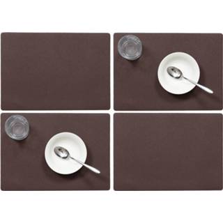 👉 Tafel bruin Set Van 6x Stuks Stevige Luxe Placemats Plain Chocolade 30 X 43 Cm - 8720576412848