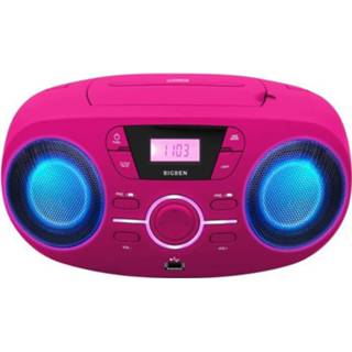 👉 Draagbare radio roze Bigben Cd61rsusb Cd Usb + Lichtgevende Luidsprekers 3499550363180