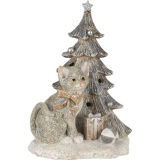 👉 Kerstboom meerkleurig Clayre & Eef Decoratie kat bij LED 12*9*16 cm 6PR4629 8717459793910