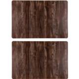 Tafel kunststof hout bruin Set Van 4x Stuks Placemats Donker Kleur 43 X 28 Cm - 8720576338711