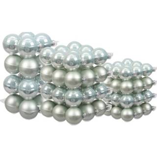 👉 Kerstbal tgroen grijs glans 88x Stuks Glazen Kerstballen Mintgroen (Oyster Grey) 4, 6 En 8 Cm Mat/glans - 8720576415757