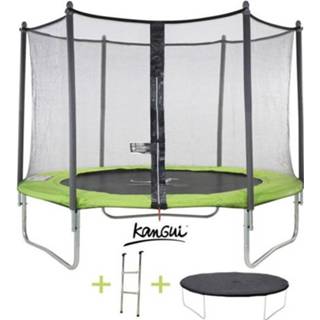 👉 Trampoline groen Kangui Twin 305cm - Met Veiligheidsnet, Ladder, Beschermhoes 3760165463788