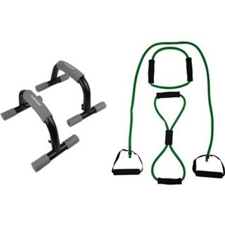 👉 Fitness set zwart groen Tunturi - Opdruksteunen Tubbingset 8720679640162