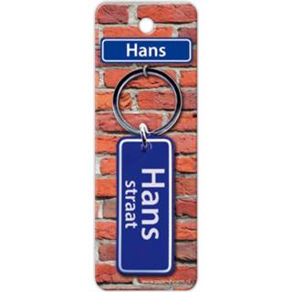 👉 Sleutelhanger blauw staal Paper Dreams Straatnaam Hans 9 Cm 8716764119026