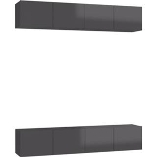 Spaanplaat grijs Vidaxl Tv-meubelen 4 St 80x30x30 Cm Hoogglans 8720286577738