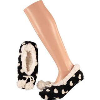 Ballerina's zwart witte meisjes kinderen Ballerina Sloffen/pantoffels Met Hartjes Maat 31-33 - Sloffen 8720576646366