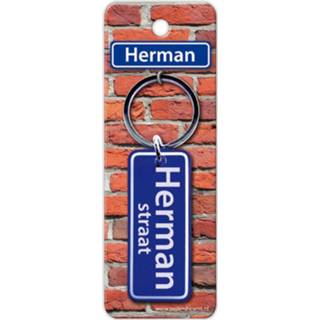 👉 Sleutelhanger blauw staal Paper Dreams Straatnaam Herman 9 Cm 8716764119057