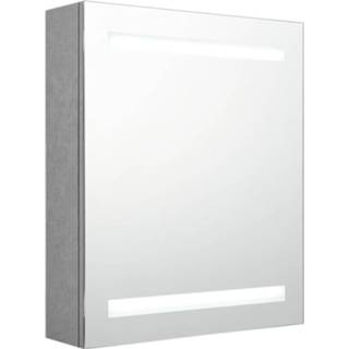 Badkamerkast Vidaxl Met Spiegel En Led 50x14x60 Cm Betongrijs 8720286332429