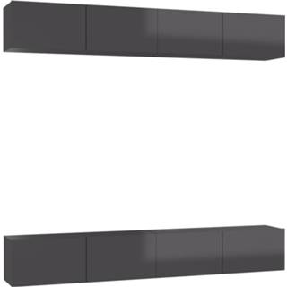 👉 Spaanplaat grijs Vidaxl Tv-meubelen 4 St 100x30x30 Cm Hoogglans 8720286577745