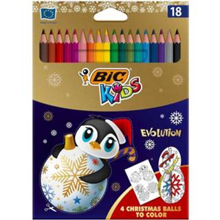 👉 Potlood kinderen Bic Kids Evolution 18 Potloden Met 4 Diy Inkleurbare Kerstballen 3086123525214
