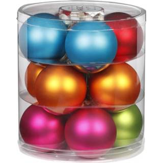 👉 Kerstbal glans 12x Stuks Glazen Kerstballen Gekleurd 8 Cm En Mat - 8720576016022