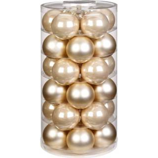 👉 Kerstbal glans 30x Stuks Glazen Kerstballen Champagne 6 Cm En Mat - 8720576015575